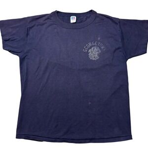 Vintage Russell Athletic Georgetown Hoyas T-Shirt Navy Blue Single Stitch Large